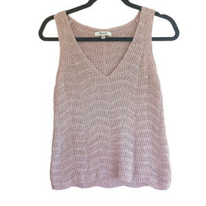 Madewell Women XXS Crocheted Sweater Tank Dusty Pink Crochet Retro Slouchy